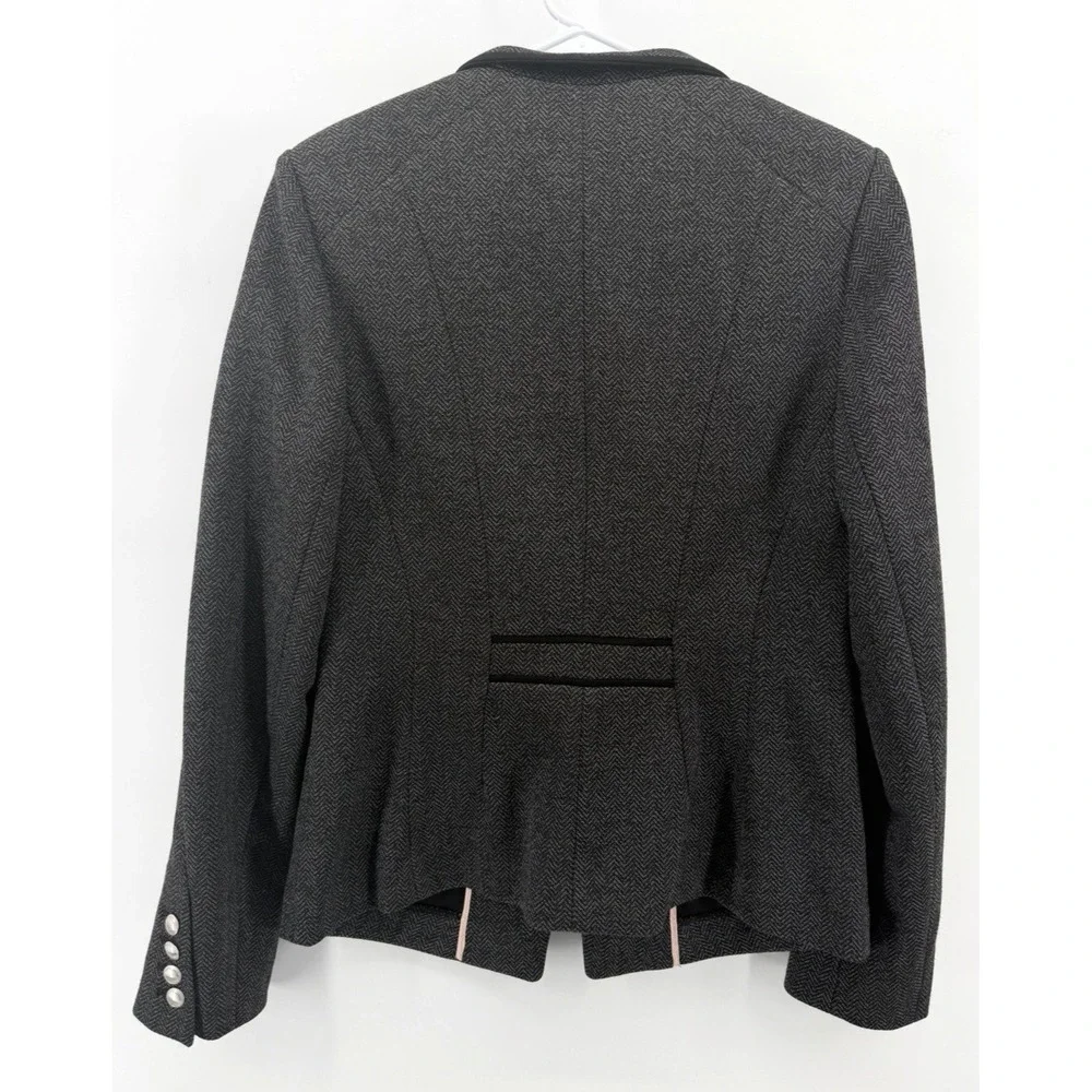 White House Black Market Gray Black Tweed Suit Blazer Jacket Career Women 10 EUC